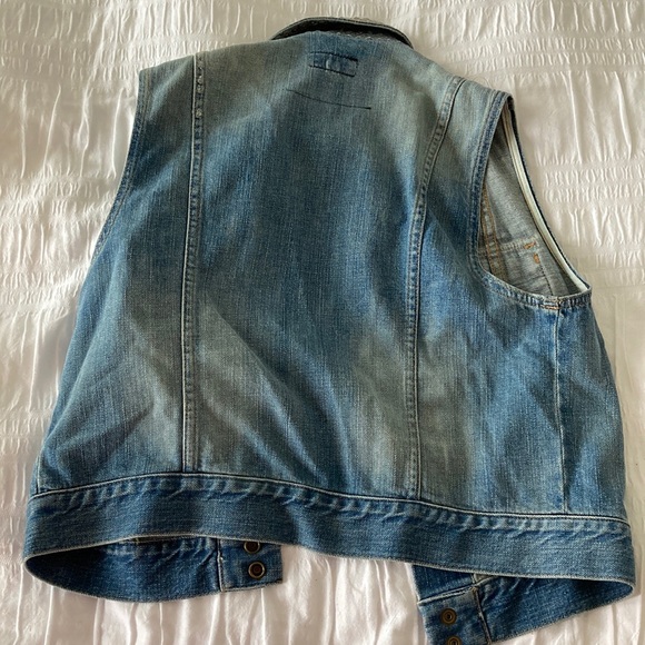 Current/ Eliott silver stud collar denim vest L - Picture 5 of 7